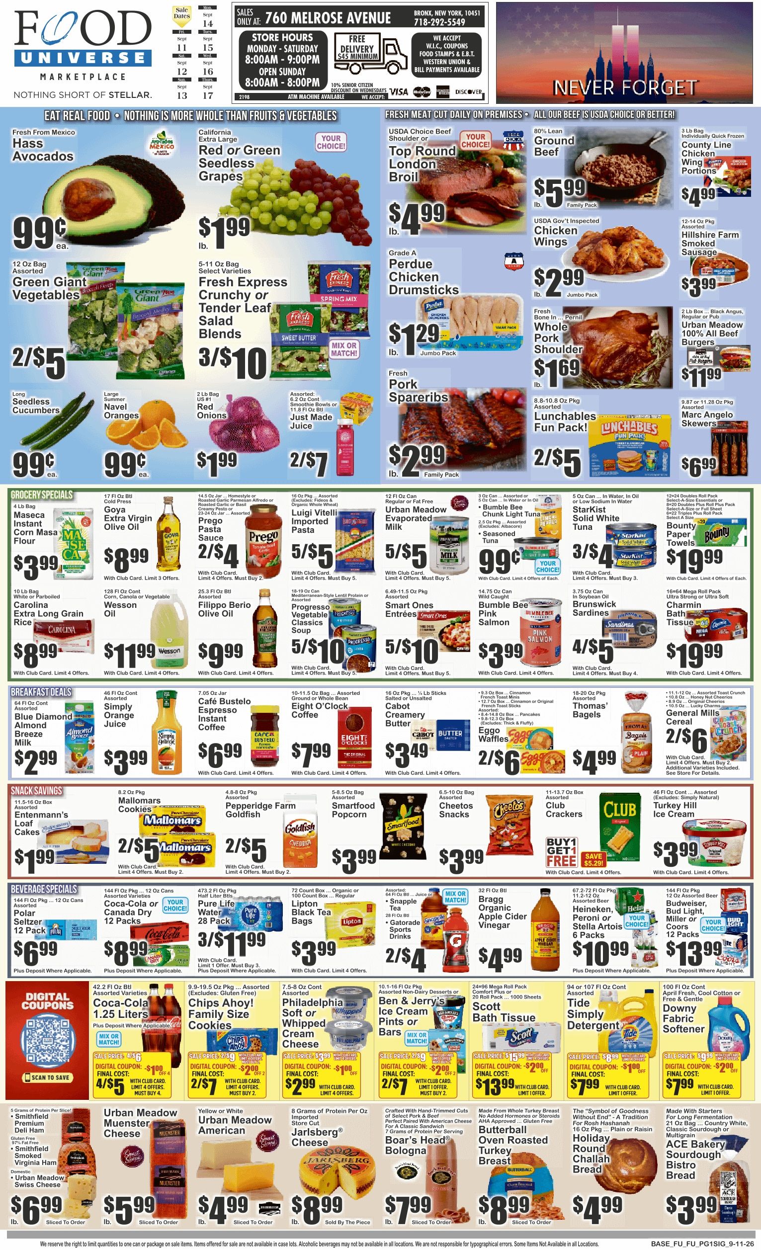 Food Universe (760 Melrose Ave., Bronx, NY) Weekly Ad September 11 - 17, 2026