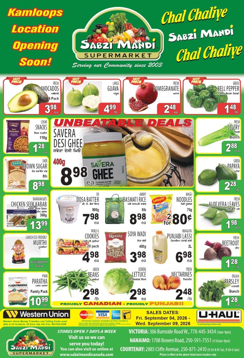 Sabzi Mandi Supermarket (Vancouver Island) Flyer September 11 to 16