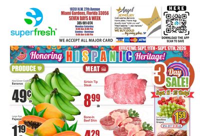 SuperFresh Supermarkets (Miami Gardens, FL) SuperFresh Weekly Ad September 11 - 17, 2026
