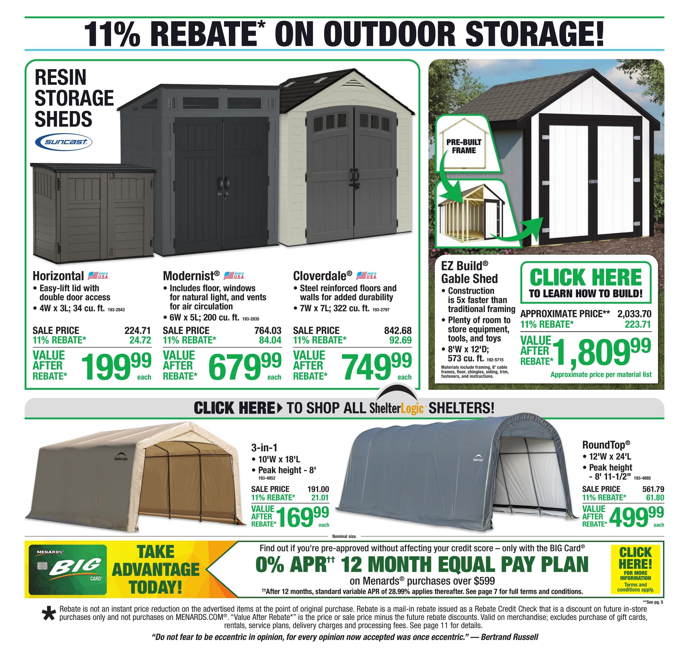 Menards (Buffalo-Upton Area, WY) 11% Rebate Sale Weekly Ad September 9 - 20, 2026