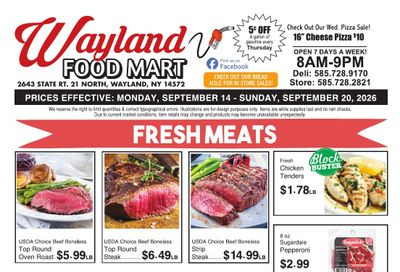Wayland Food Mart (Wayland, NY) Weekly Ad September 14 - 20, 2026