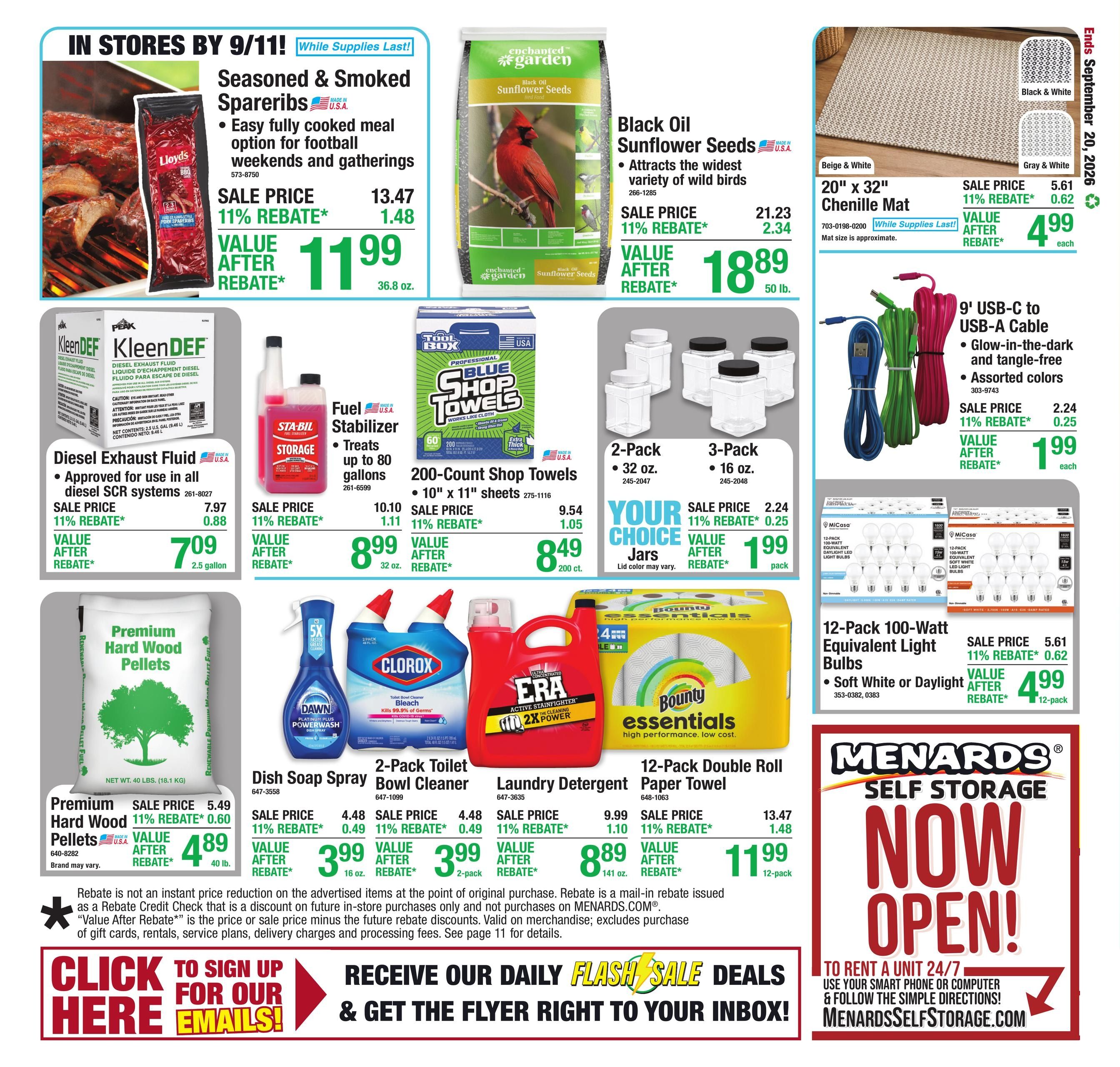 Menards (Ashley Area, ND) 11% Rebate Sale Weekly Ad September 9 - 20, 2026