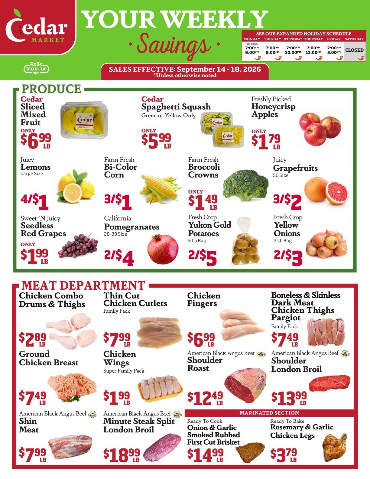 Cedar Market Weekly Ad September 17 - 18, 2026