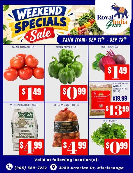 Royal India Grocers Flyer September 11 to 13