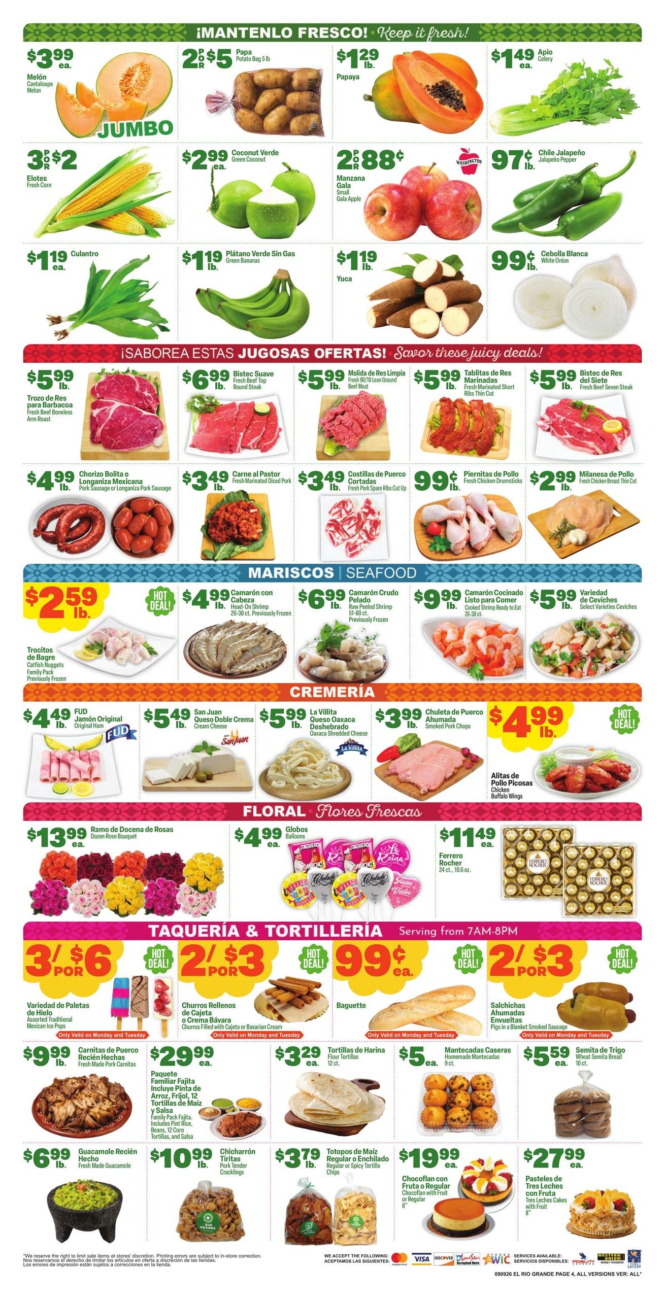 El Rio Grande (Dallas Area, TX) Weekly Ad September 9 - 15, 2026