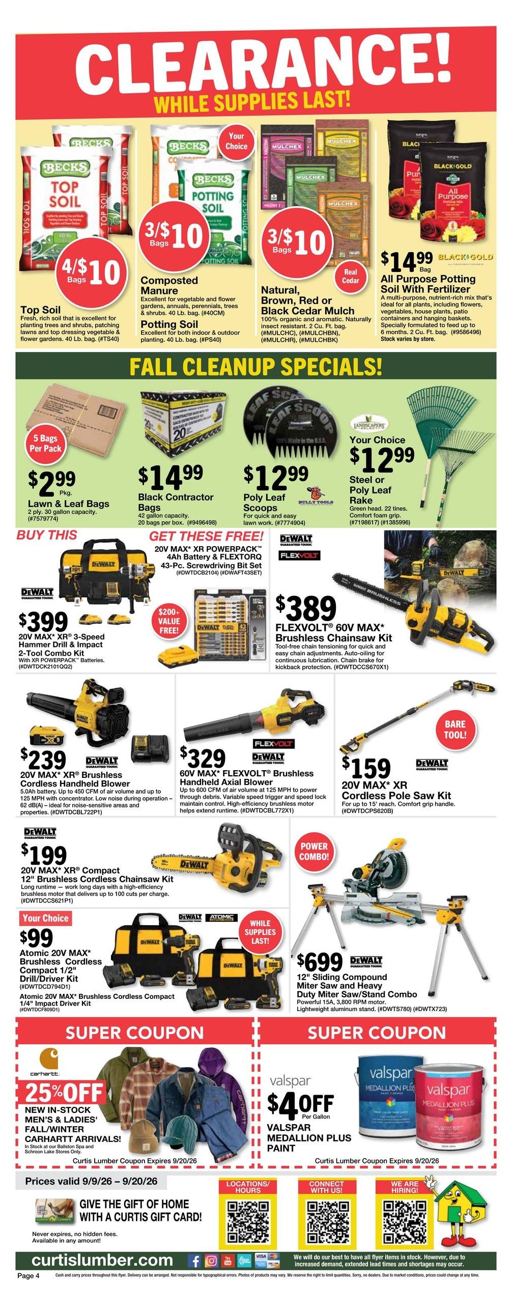 Curtis Lumber Sales Weekly Ad September 9 - 20, 2026