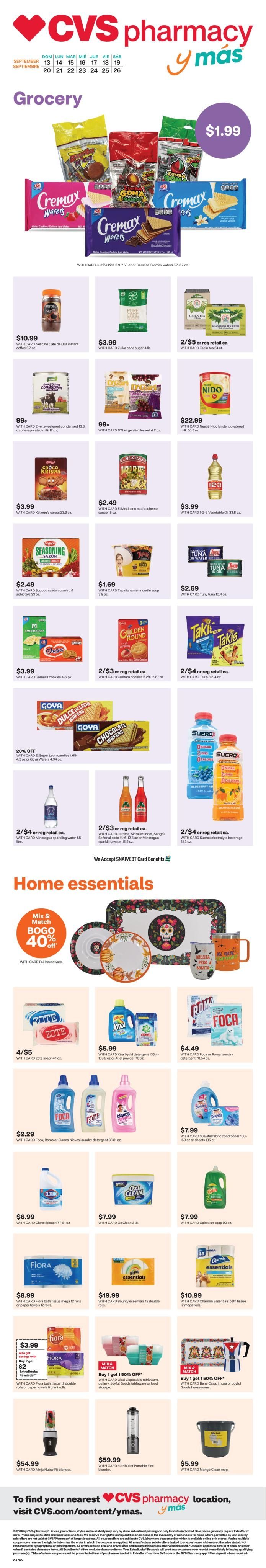 CVS Pharmacy (Alhambra Area, CA) y más Weekly Ad September 13 - 26, 2026