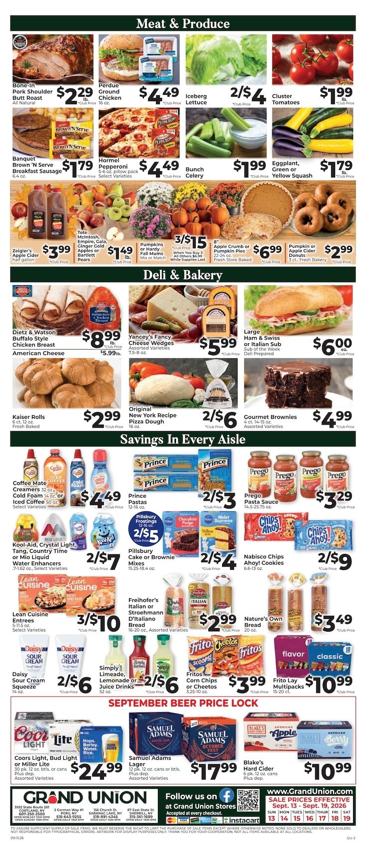 Grand Union (New York) Weekly Ad September 13 - 19, 2026