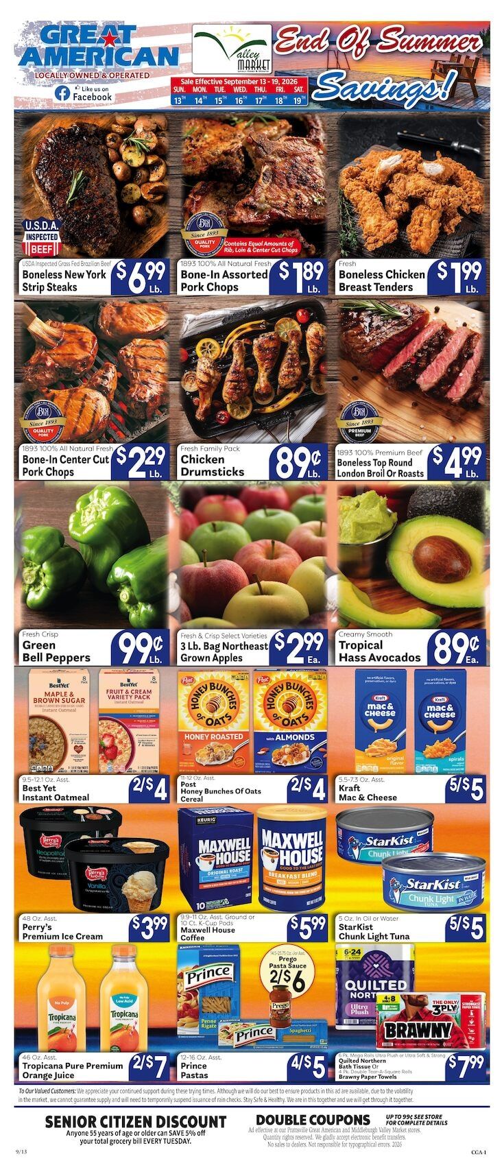 Valley Market and Jim's Great American Weekly Ad September 13 - 19, 2026