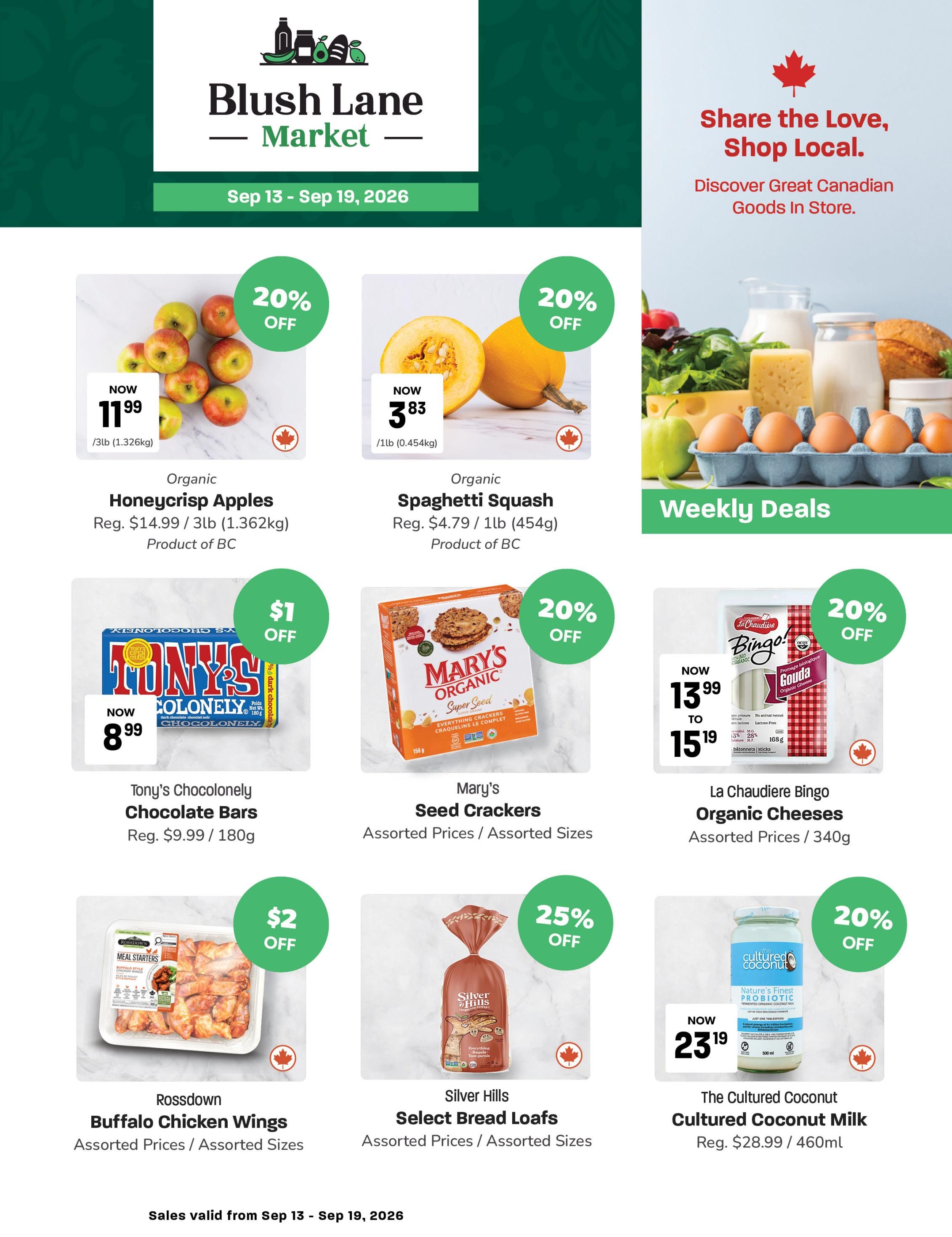Blush Lane Organic Market Flyer September 13 to 19