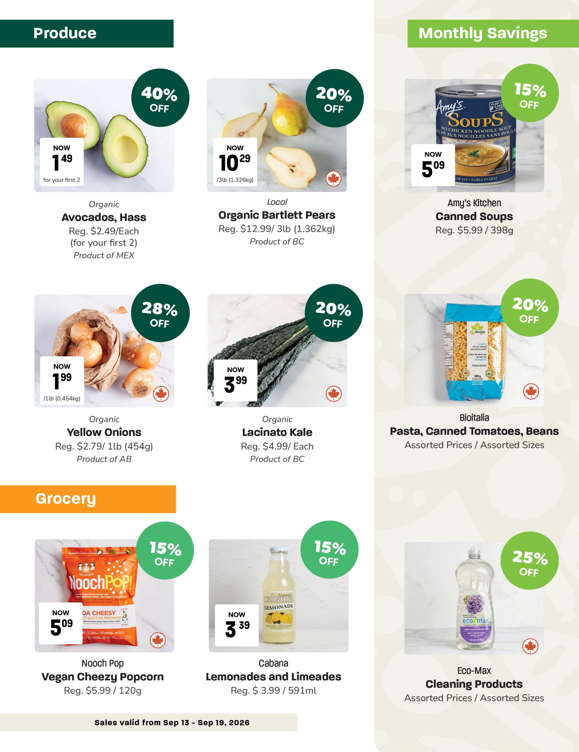 Blush Lane Organic Market Flyer September 13 to 19