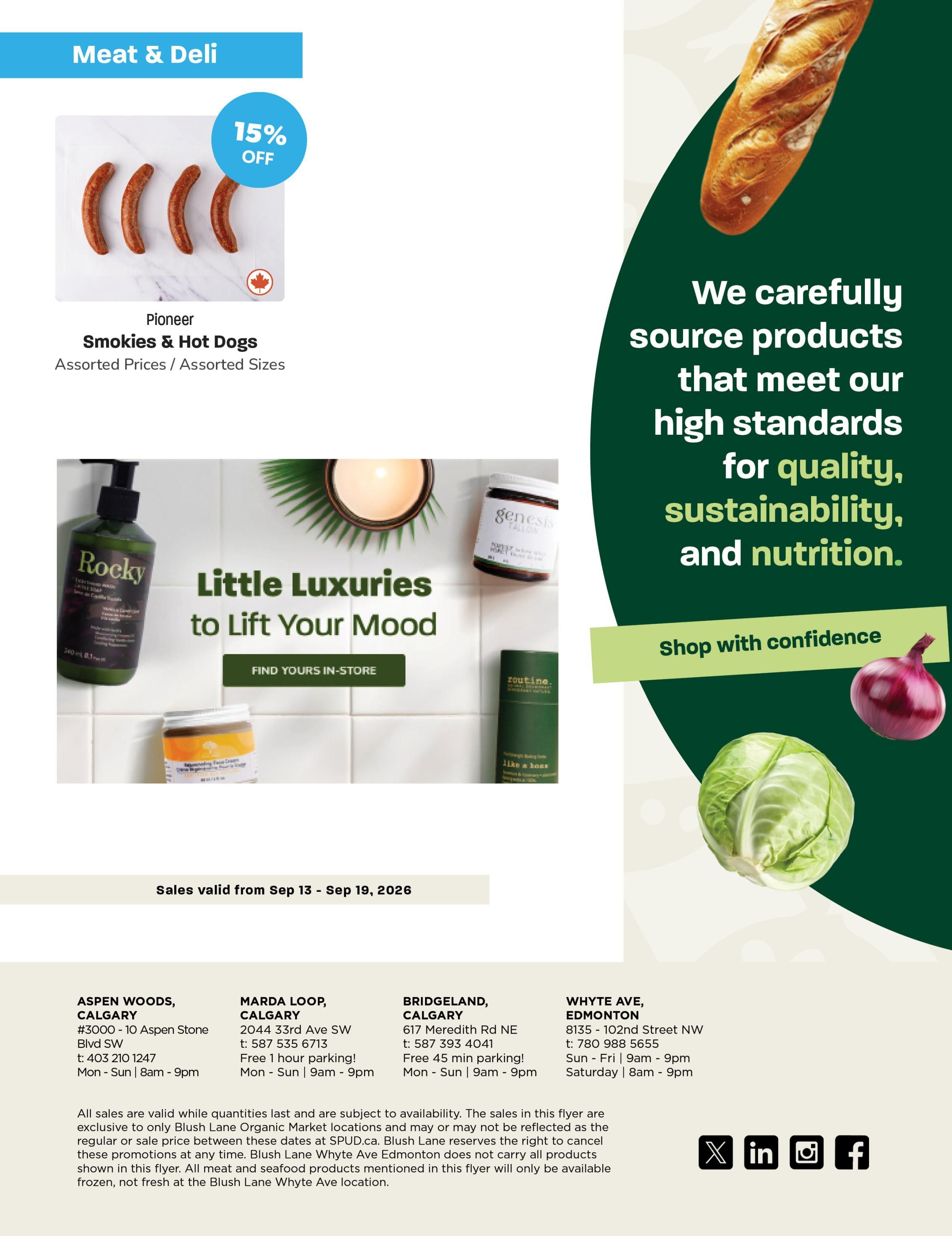 Blush Lane Organic Market Flyer September 13 to 19