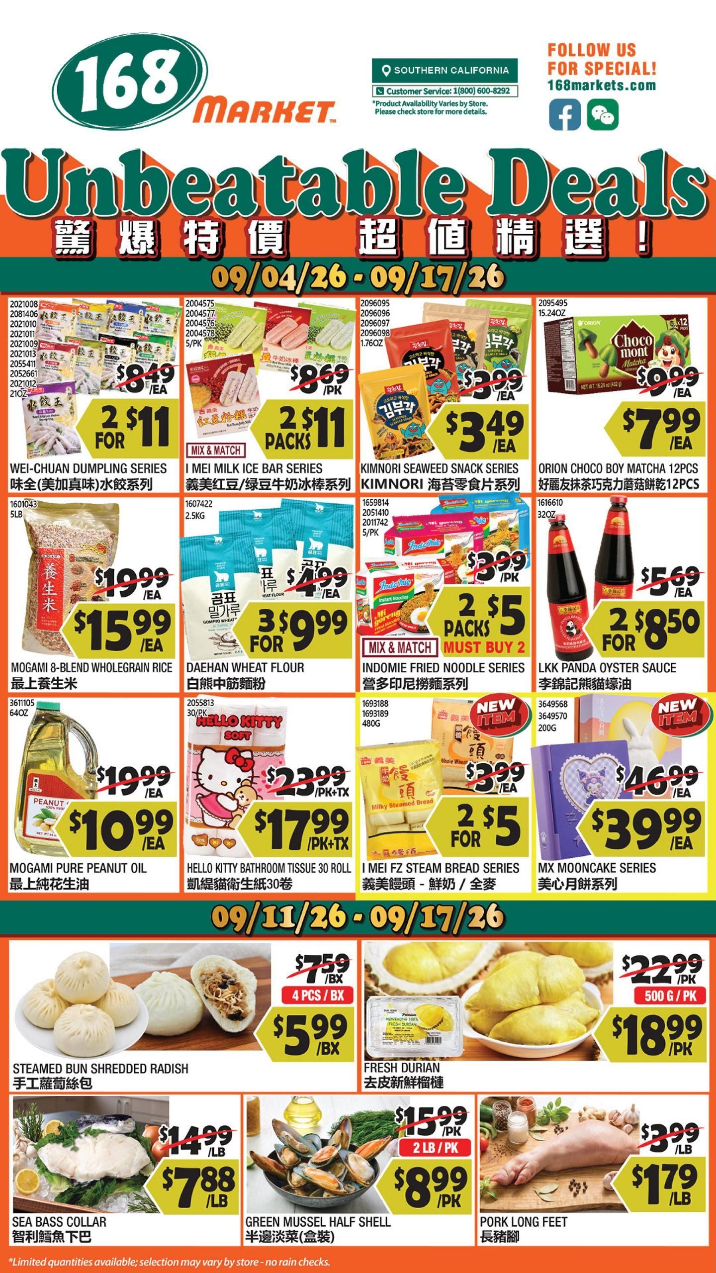 168 Market Weekly Ad September 11 - 17, 2026