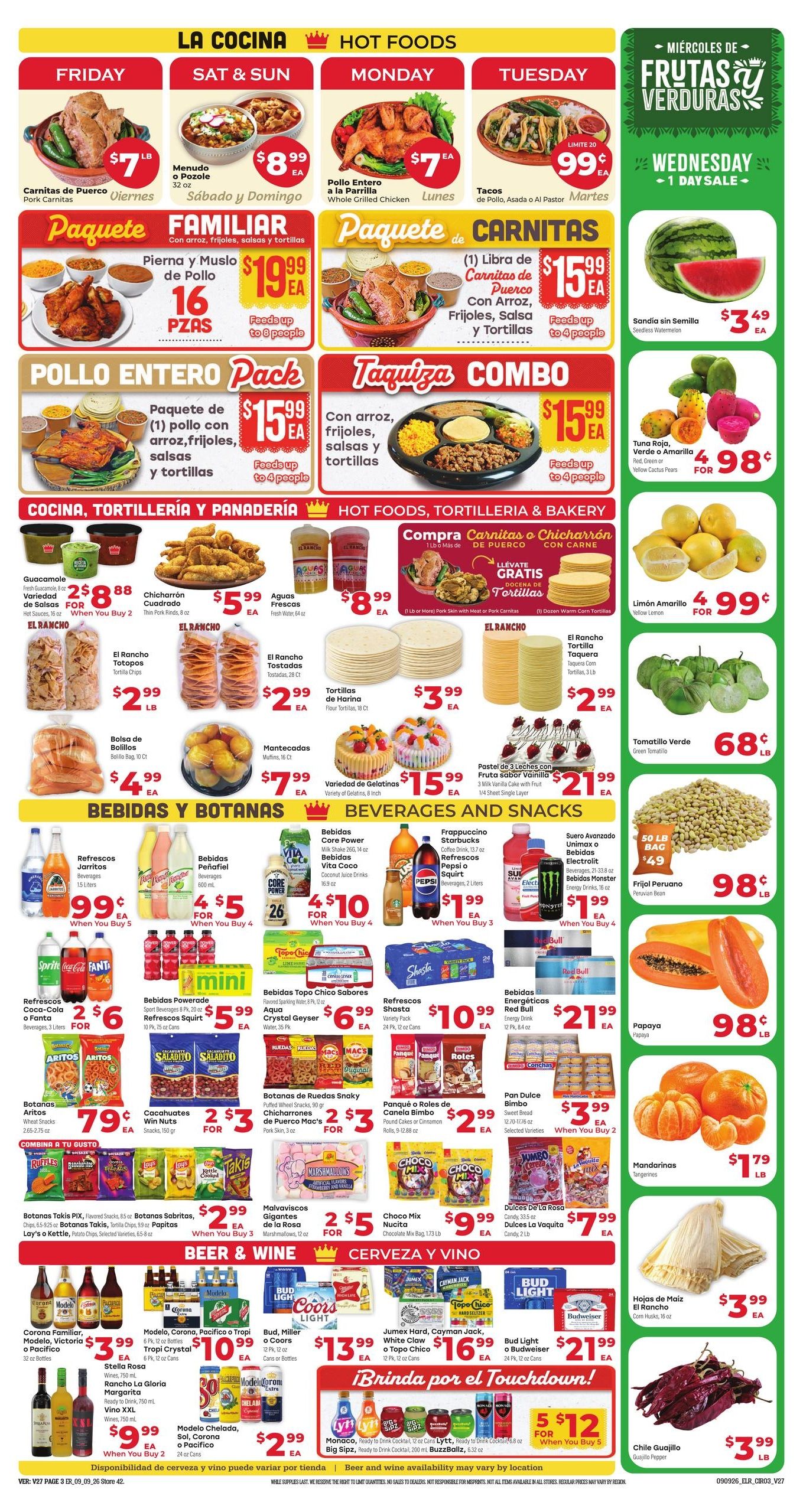 El Rancho Supermercado (Brownsville Area, TX) Weekly Ad September 9 - 15, 2026