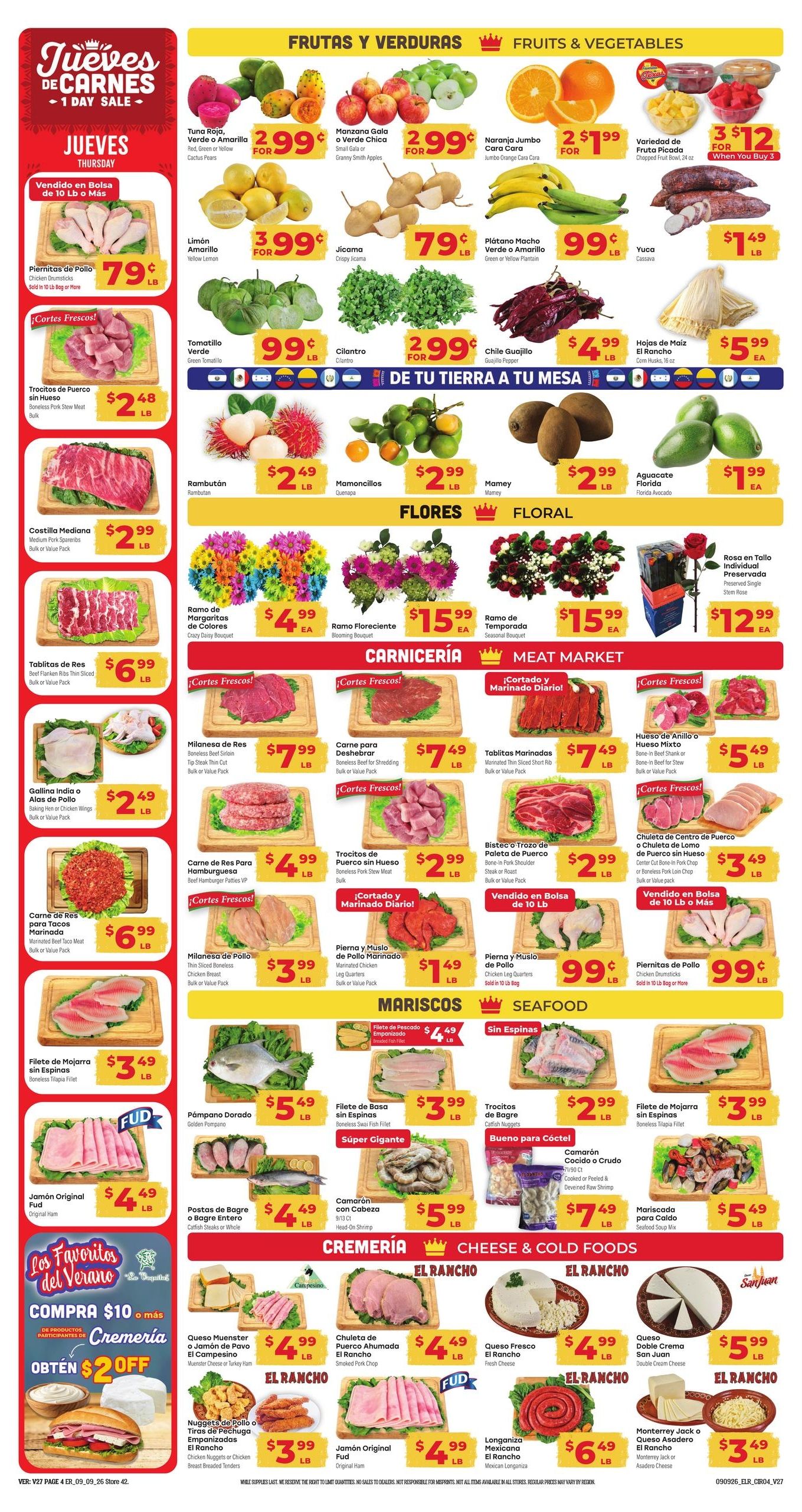 El Rancho Supermercado (Brownsville Area, TX) Weekly Ad September 9 - 15, 2026