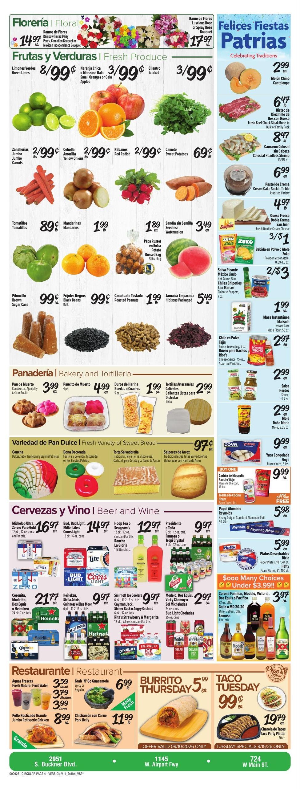 Fiesta Mart (Denton Area, TX) Weekly Ad September 9 - 15, 2026