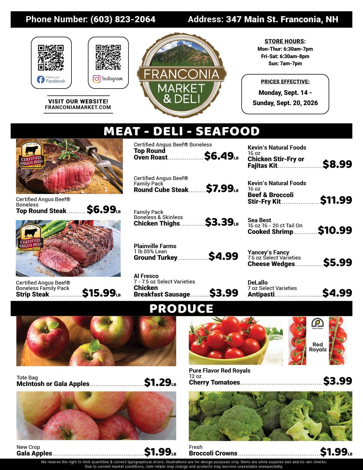 Franconia Market Weekly Ad September 14 - 20, 2026
