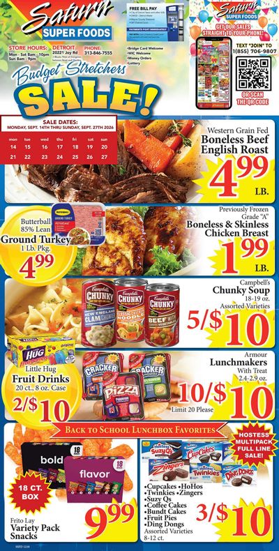 Saturn Super Foods Weekly Ad September 14 - 27, 2026
