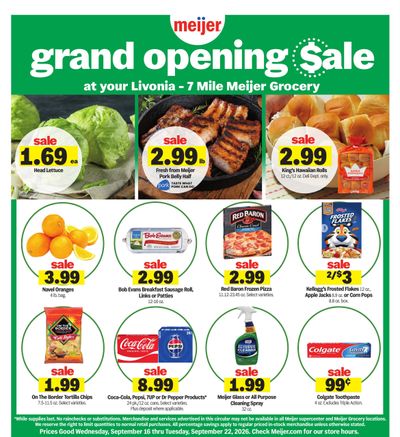 Meijer grand opening sale Weekly Ad September 16 - 22, 2026