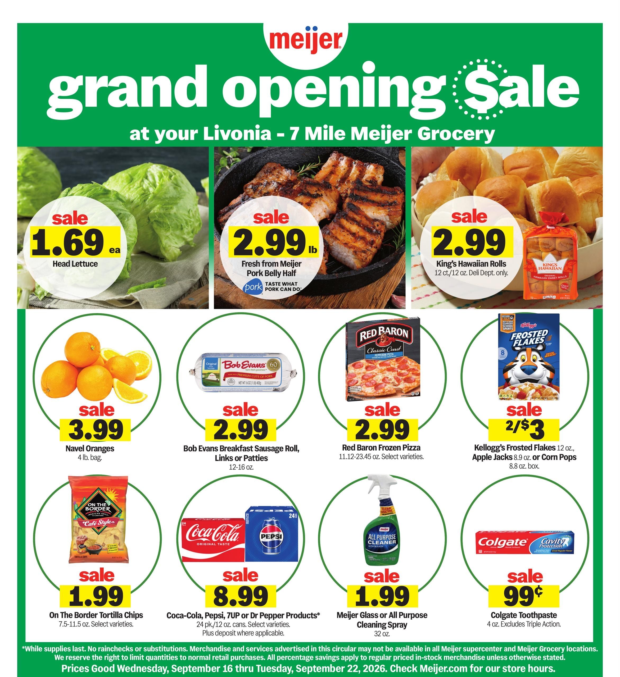 Meijer grand opening sale Weekly Ad September 16 - 22, 2026
