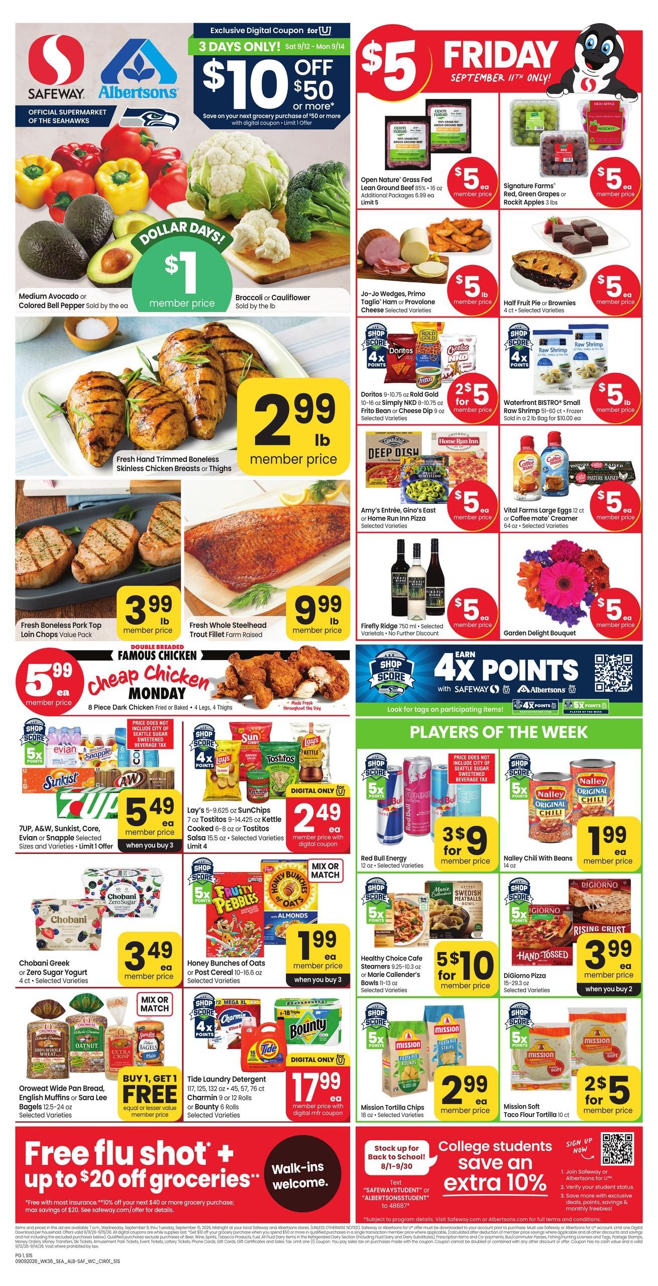 Albertsons (Bellevue-Seattle Area, WA) Weekly Ad September 9 - 15, 2026