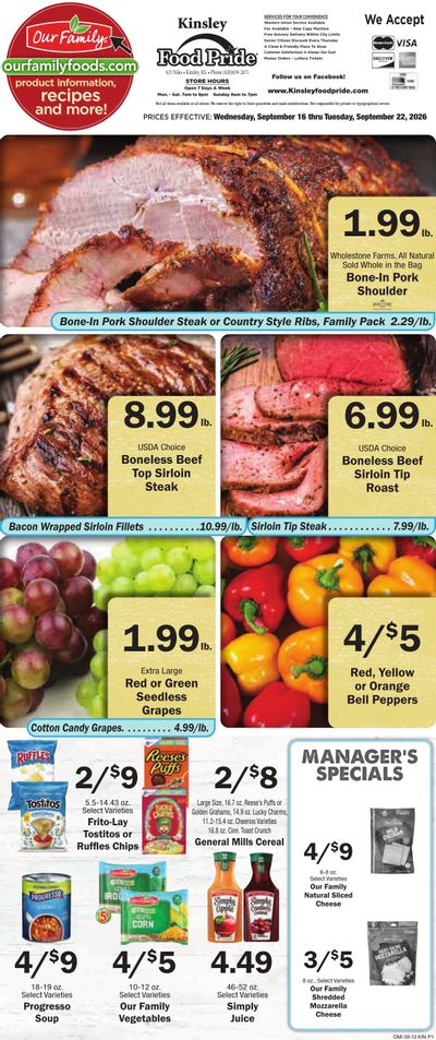Kinsley Food Pride Weekly Ad September 16 - 22, 2026