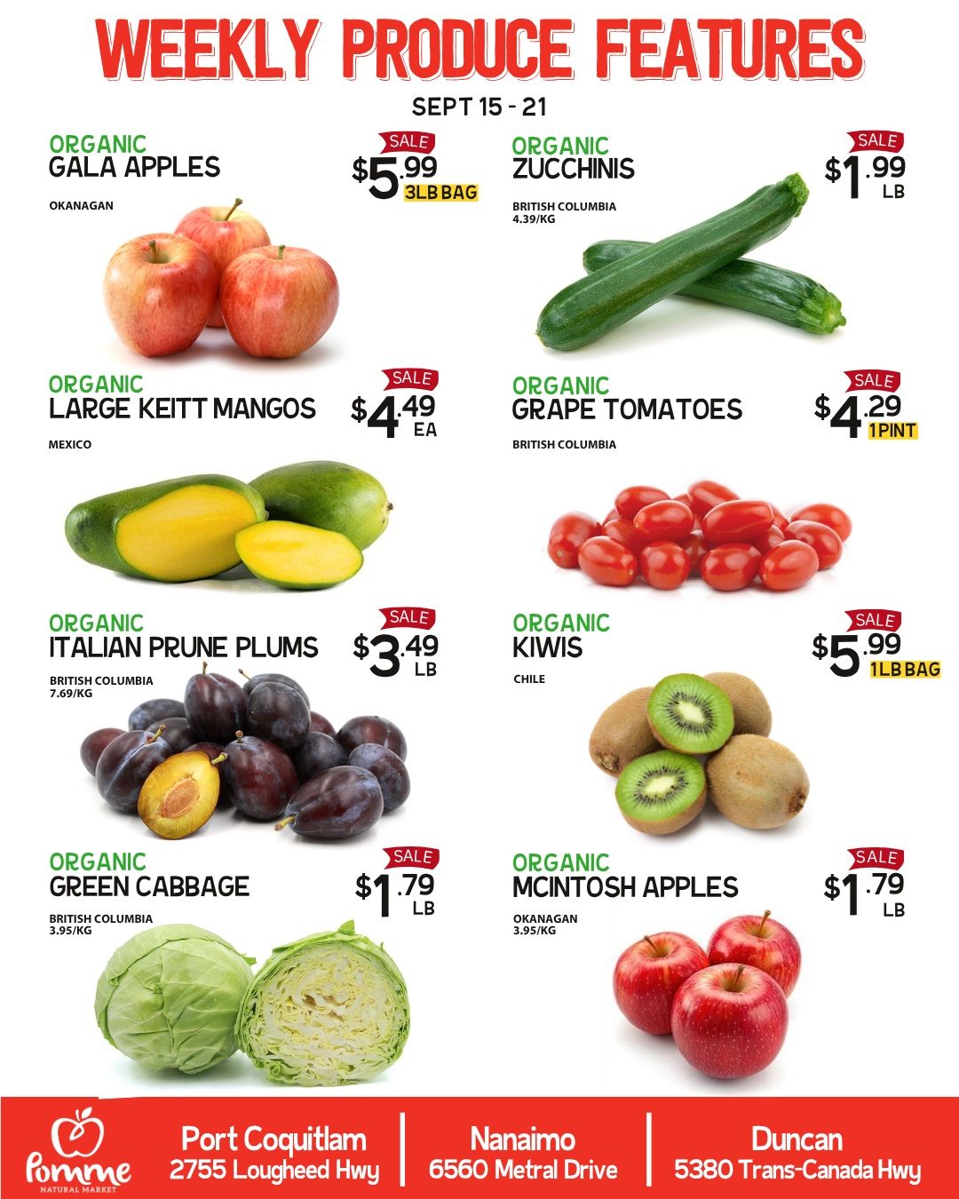 Pomme Natural Market Weekly Produce Flyer September 15 to 21