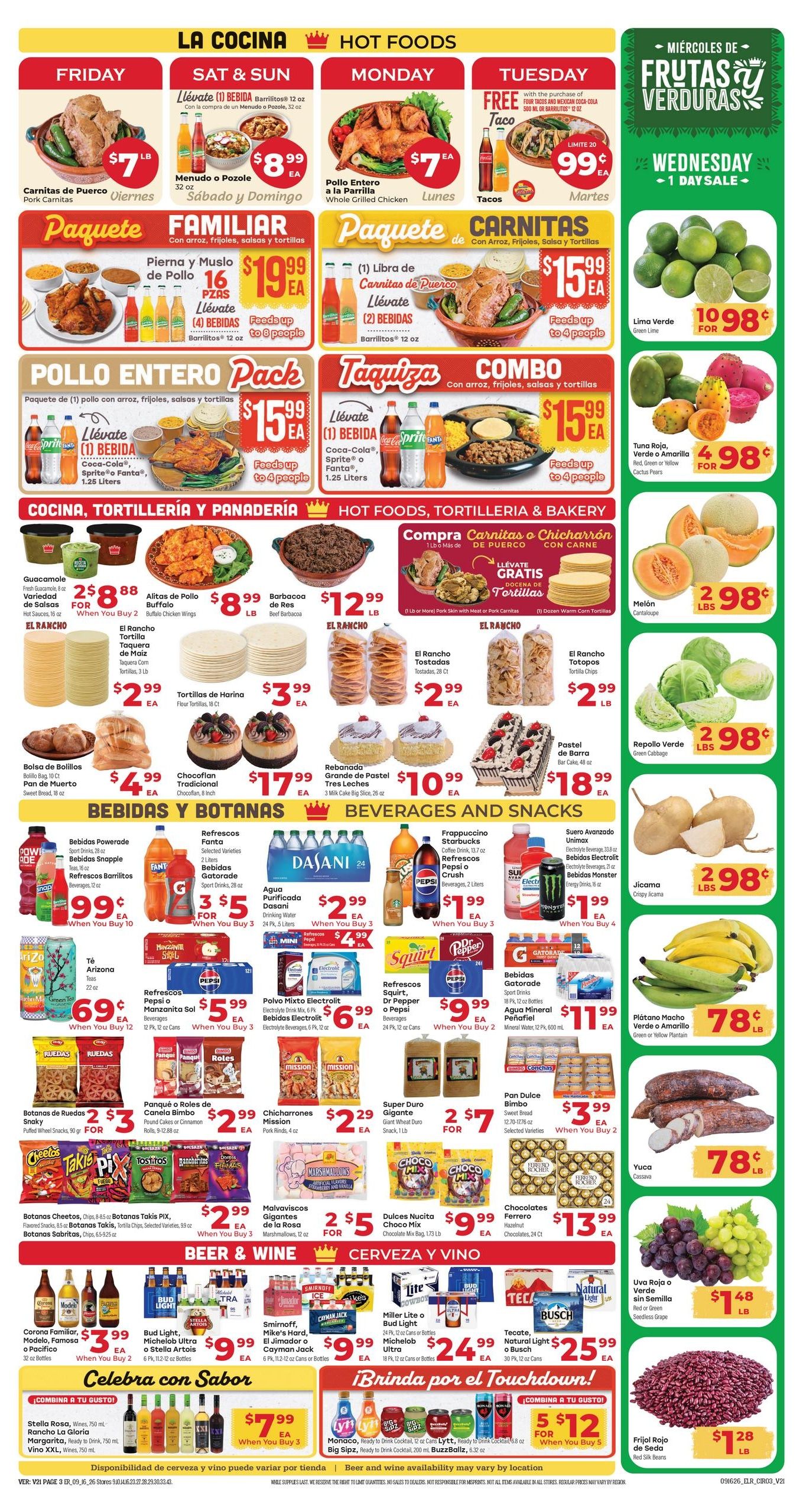 El Rancho Supermercado (Arlington Area, TX) Weekly Ad September 16 - 22, 2026