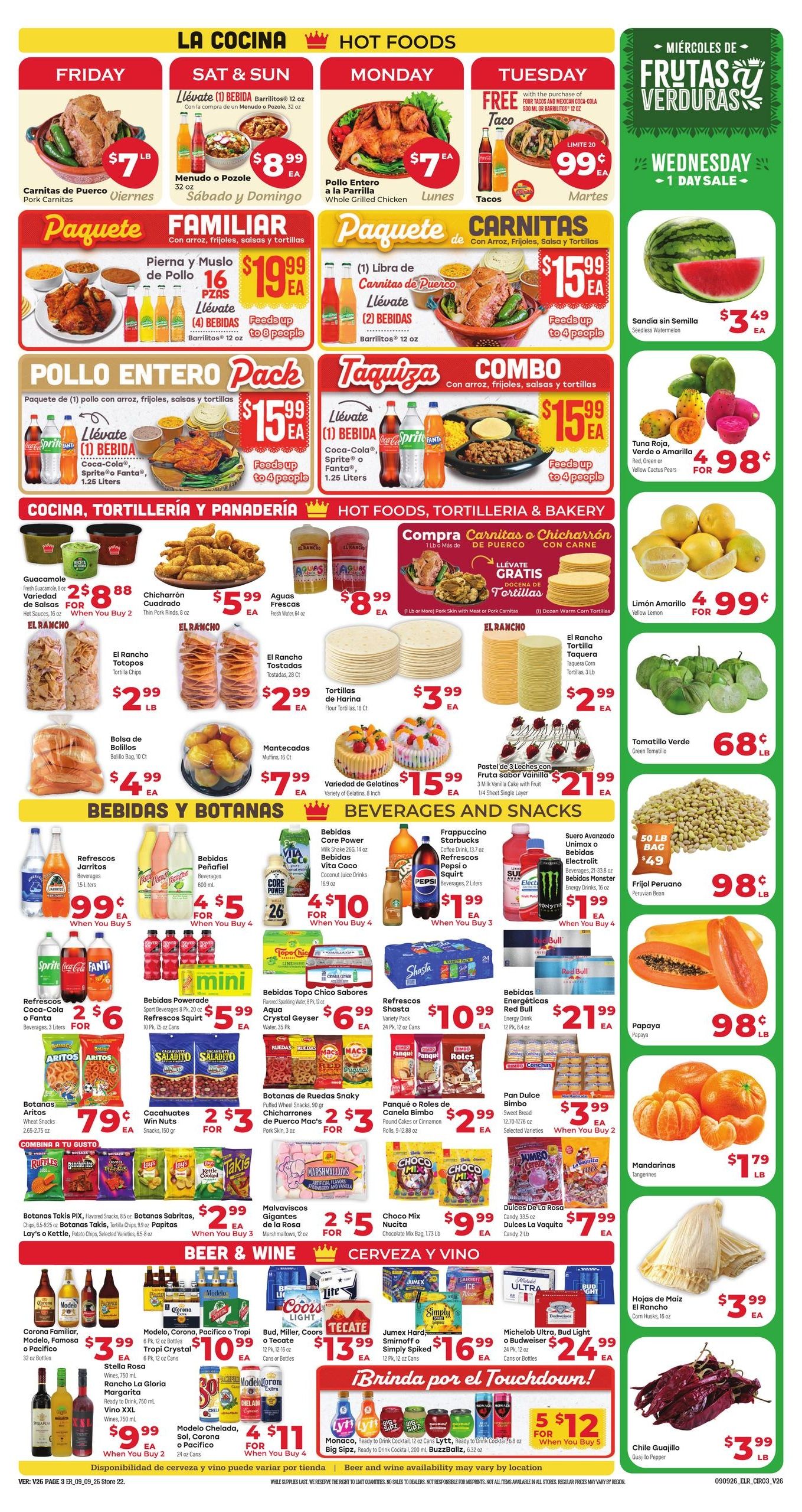 El Rancho Supermercado (Odessa Area, TX) Weekly Ad September 9 - 15, 2026