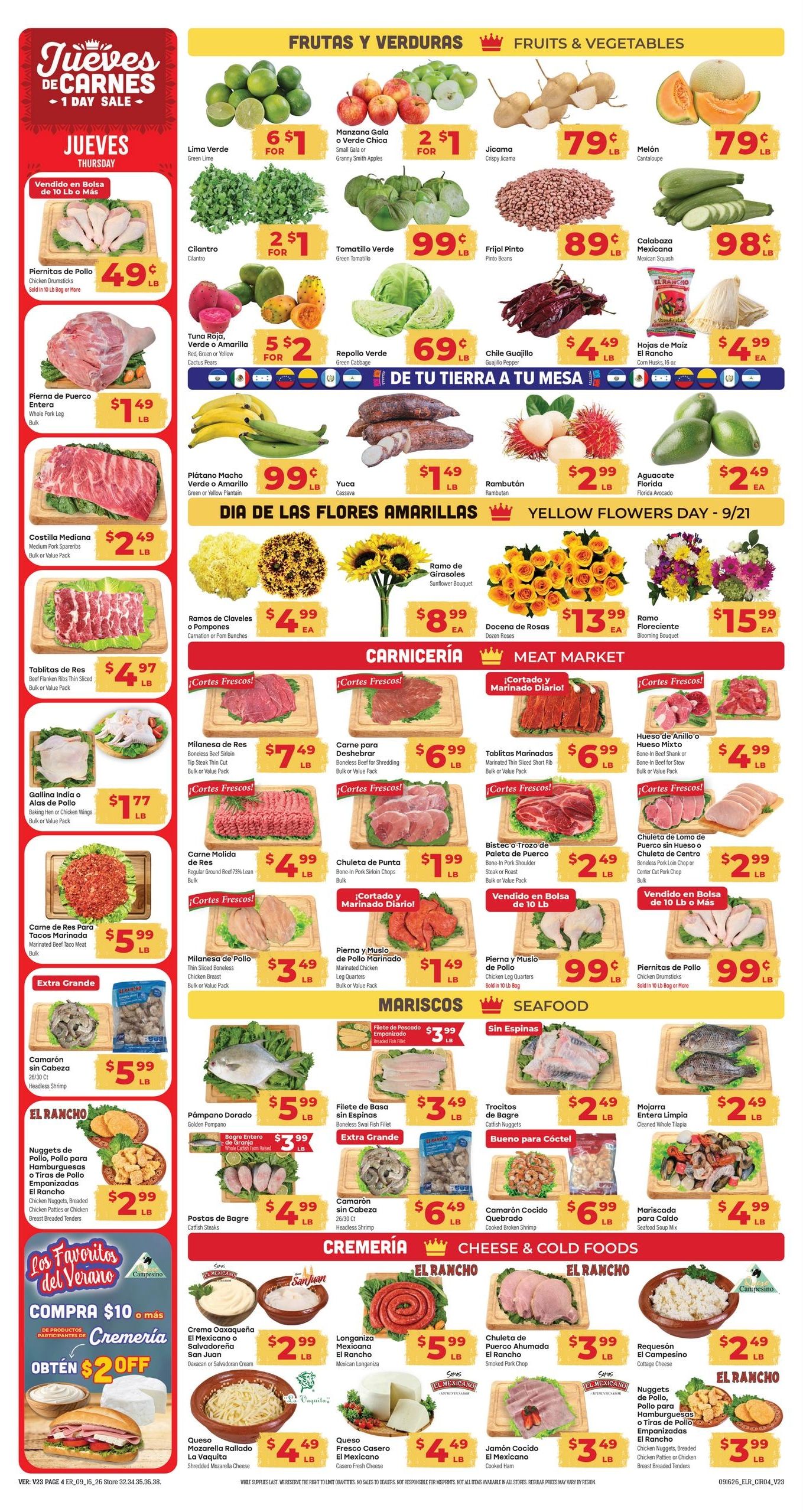 El Rancho Supermercado (Pearland-Sugar Land Area, TX) Weekly Ad September 16 - 22, 2026