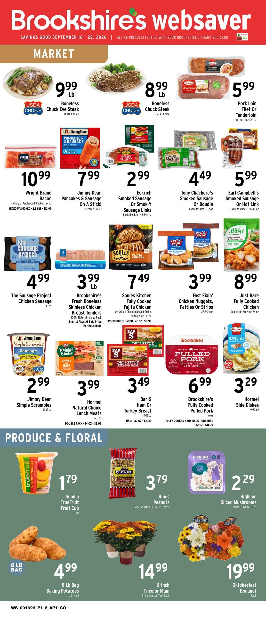 Brookshire's Websaver Weekly Ad September 16 - 22, 2026