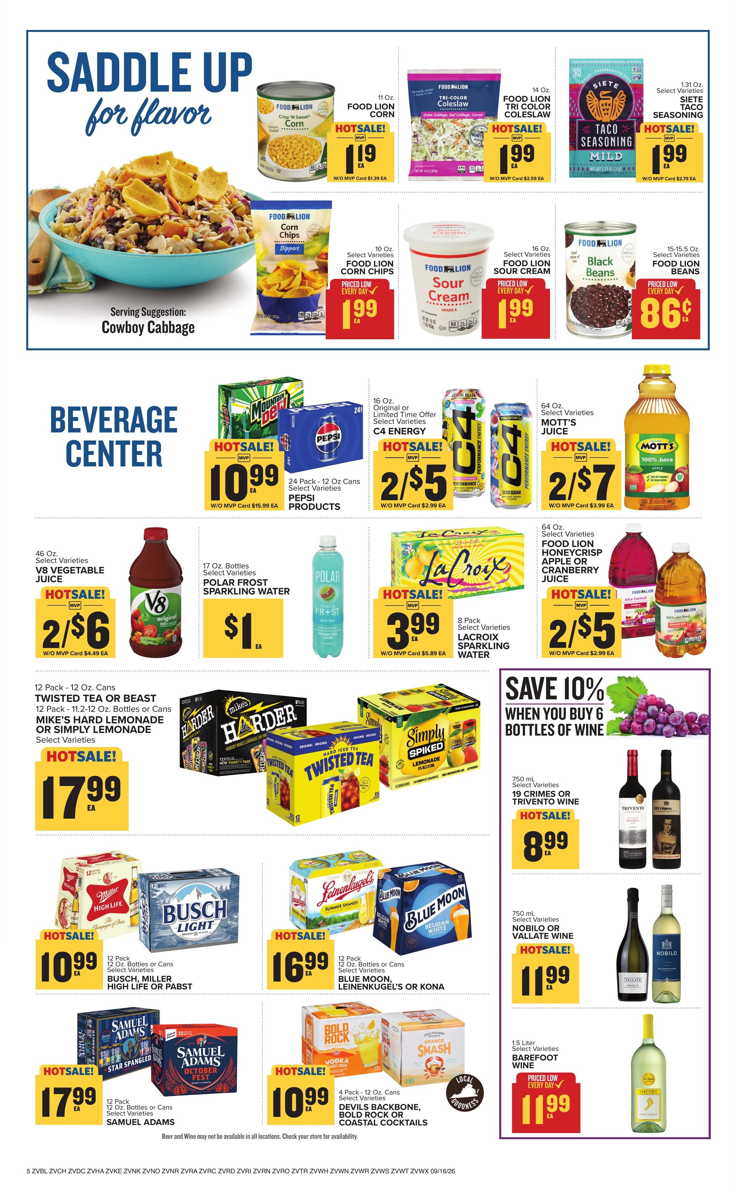 Food Lion (Appomattox Area, VA) Weekly Ad September 16 - 22, 2026