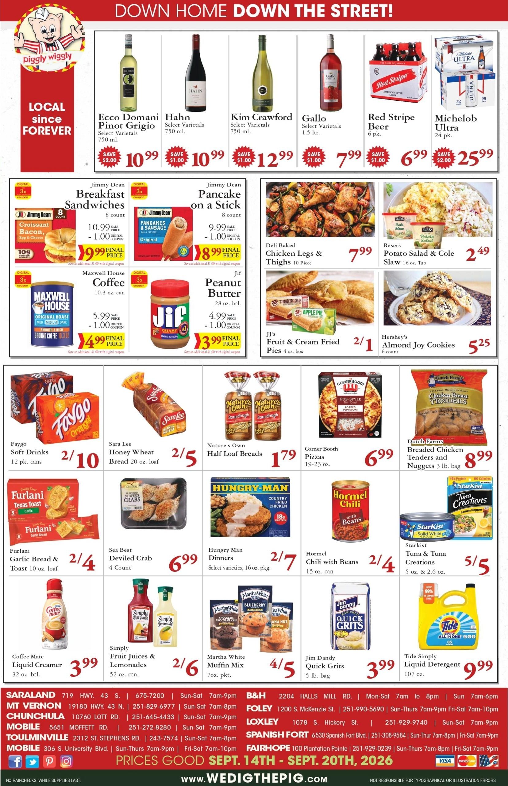 Piggly Wiggly (Chatom Area, AL) Weekly Ad September 14 - 20, 2026