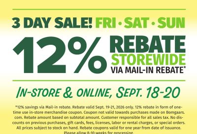 Bomgaars (Fayetteville Area, AR) Weekly Ad September 16 - 28, 2026