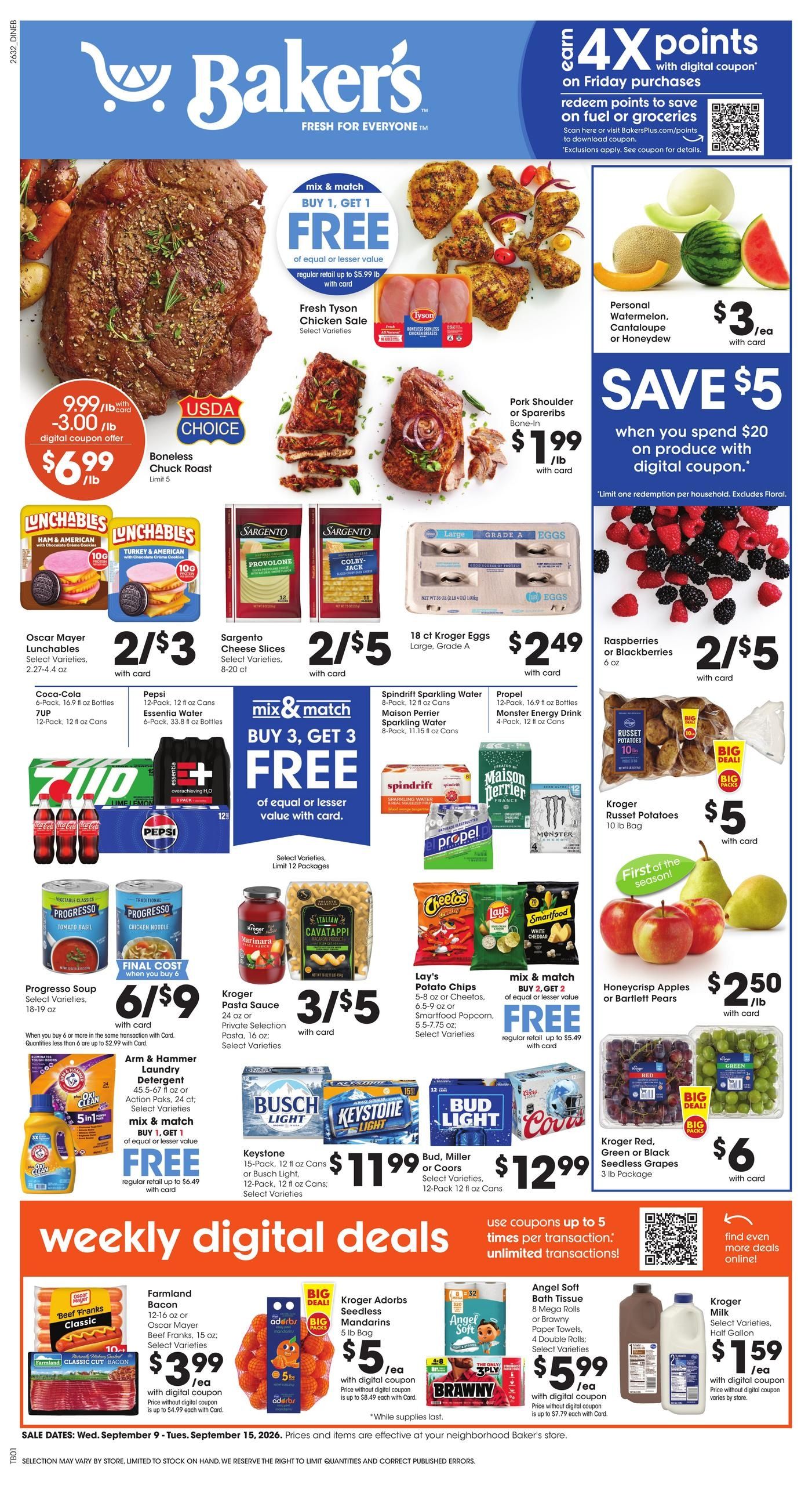 Baker's (Council Bluffs Area, IA) Weekly Ad September 9 - 15, 2026