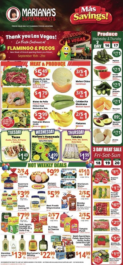 Mariana's Supermarkets (Las Vegas, NV) Weekly Ad September 15 - 21, 2026