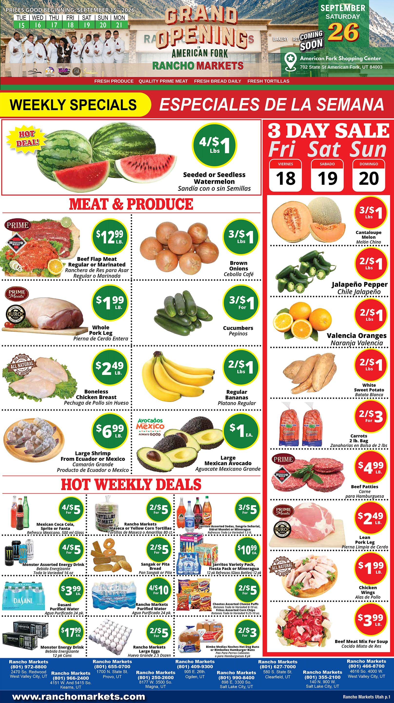 Rancho Markets Weekly Ad September 15 - 21, 2026