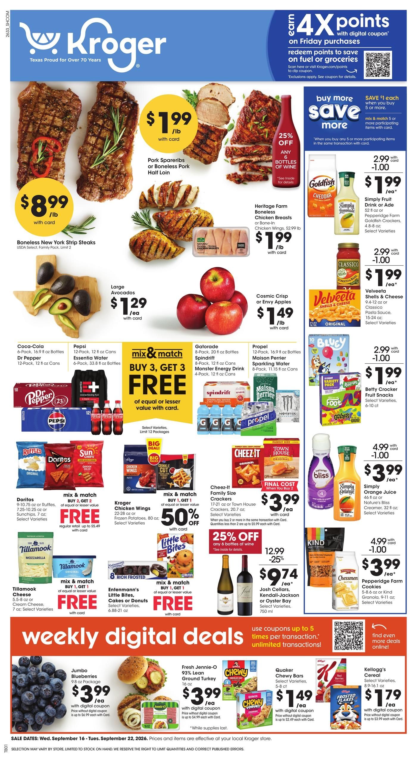 Kroger (Houston-Pasadena Area, TX) Weekly Ad September 16 - 22, 2026