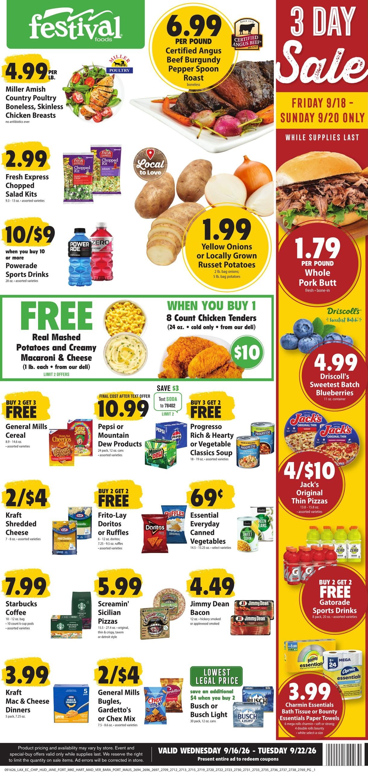 Festival Foods (Black Earth Area, WI) Weekly Ad (organic) Weekly Ad September 16 - 22, 2026