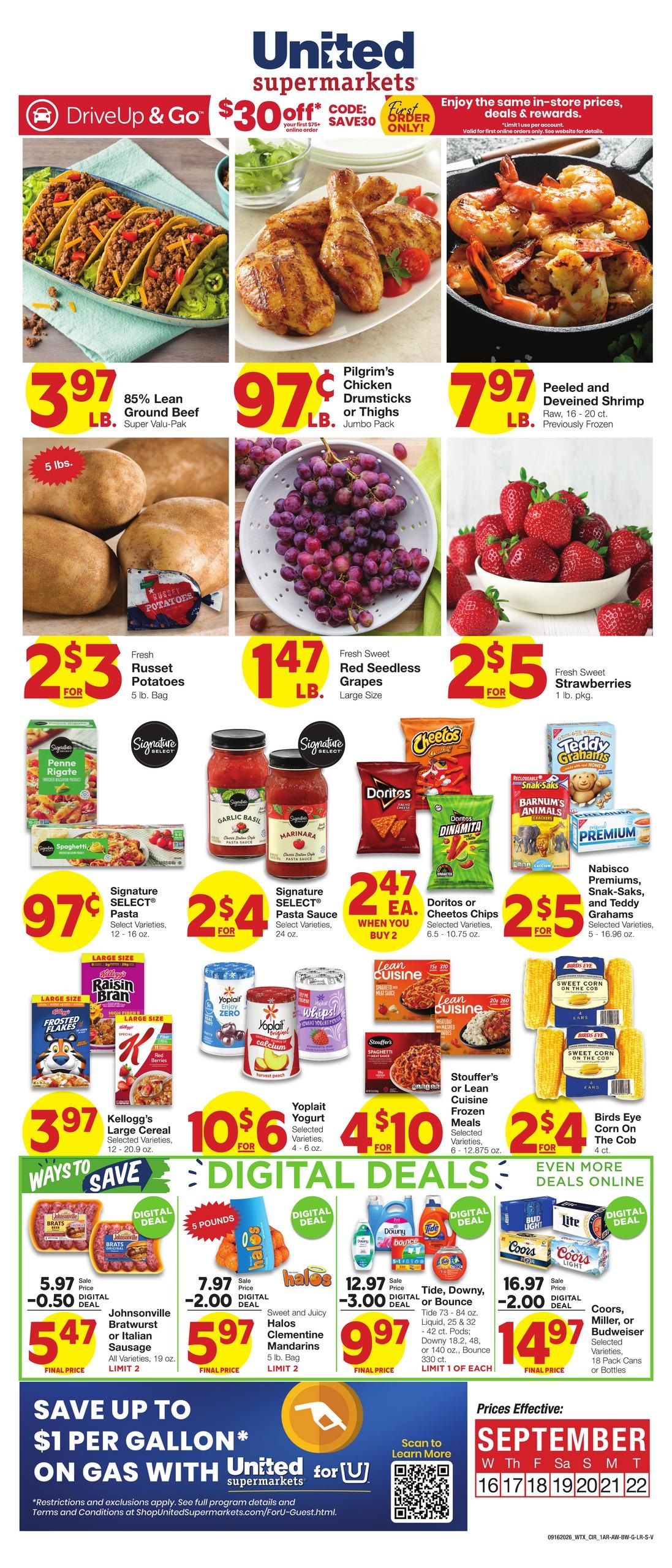 United Supermarkets (Bangs Area, TX) Weekly Ad September 16 - 22, 2026