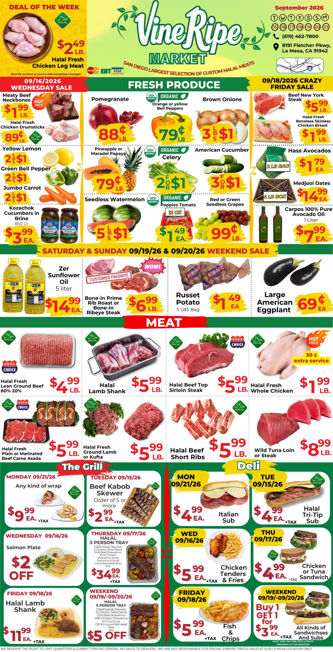 Vine Ripe (8191 Fletcher Parkway, La Mesa, CA) Weekly Ad September 15 - 21, 2026