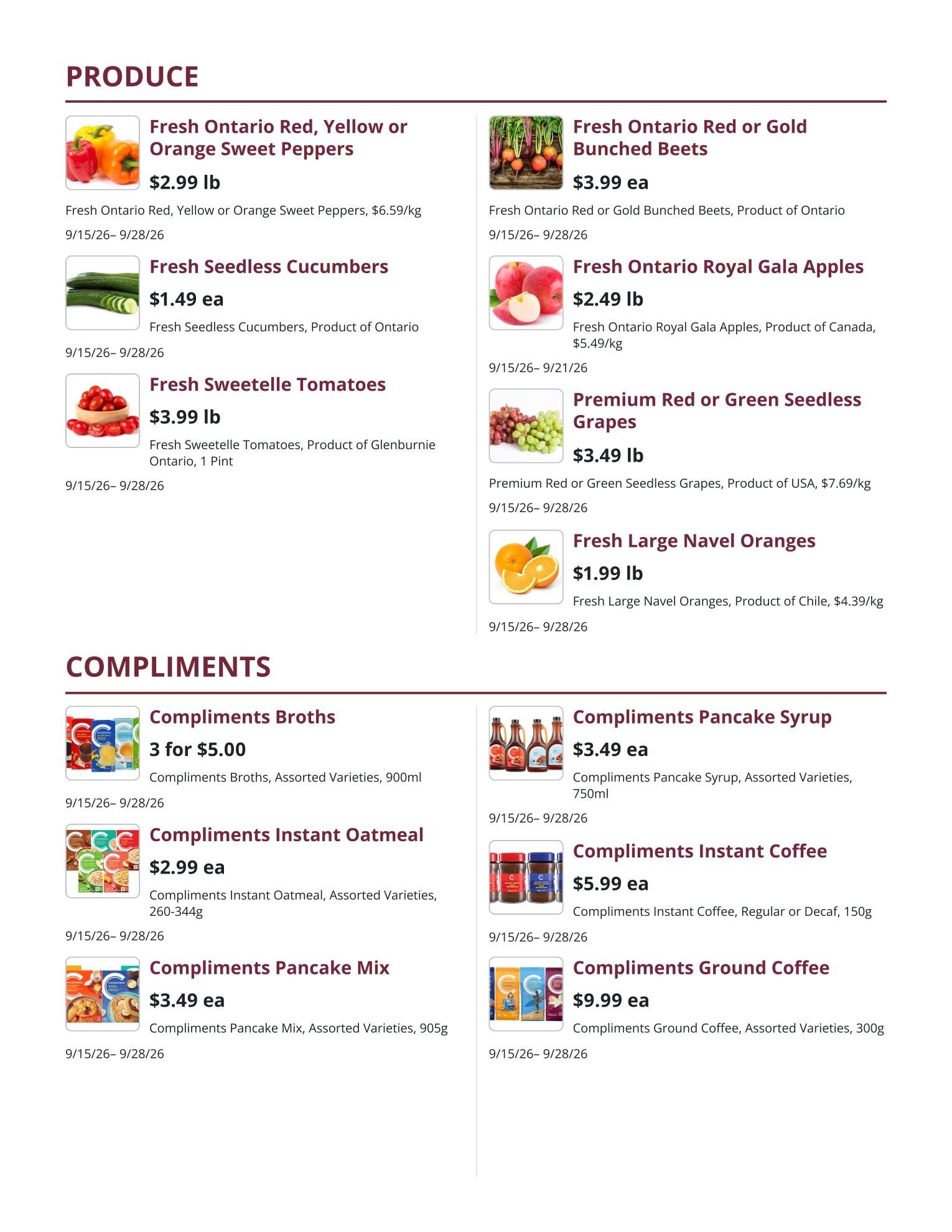 Kudrinko's Flyer September 15 to 28