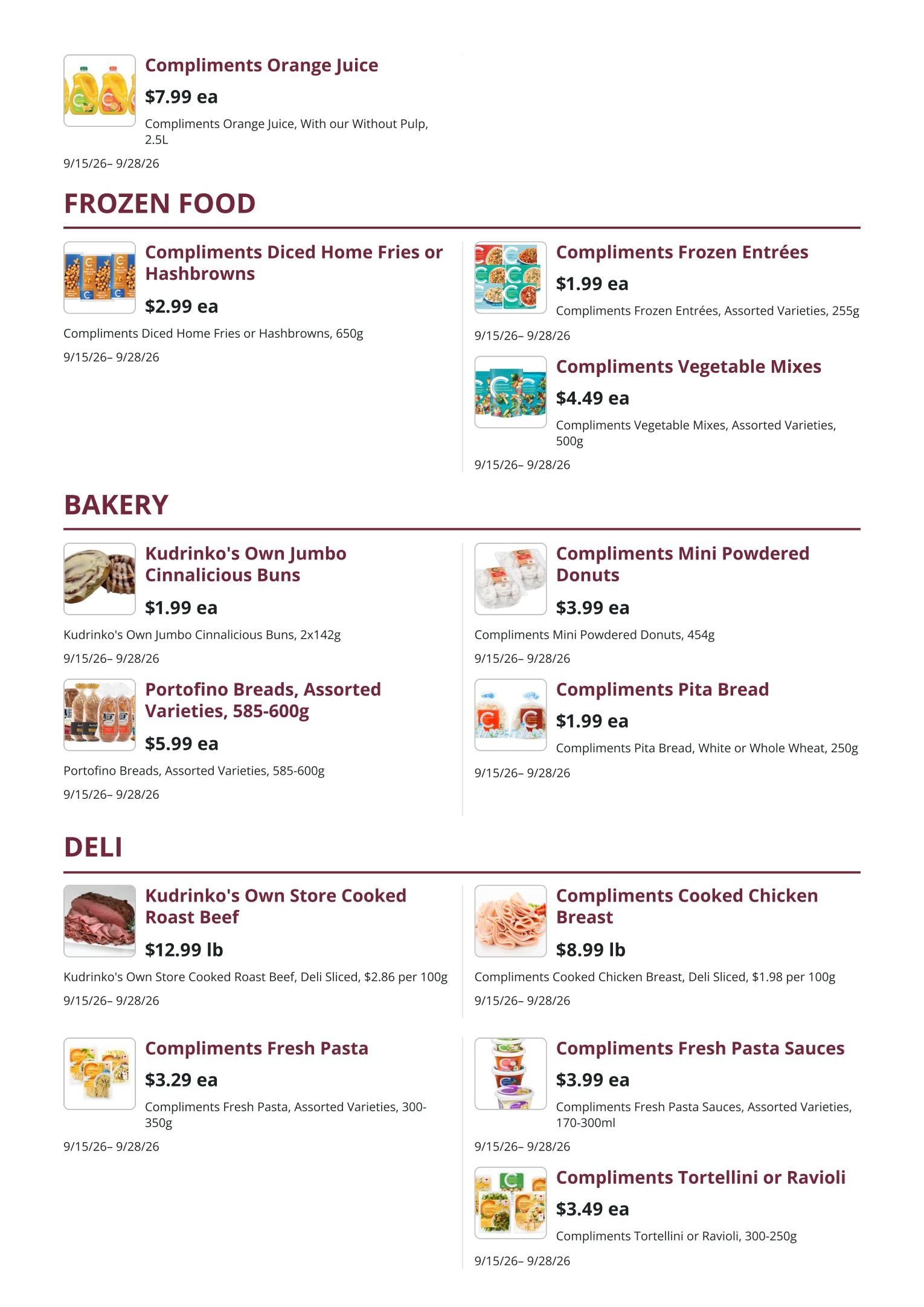 Kudrinko's Flyer September 15 to 28