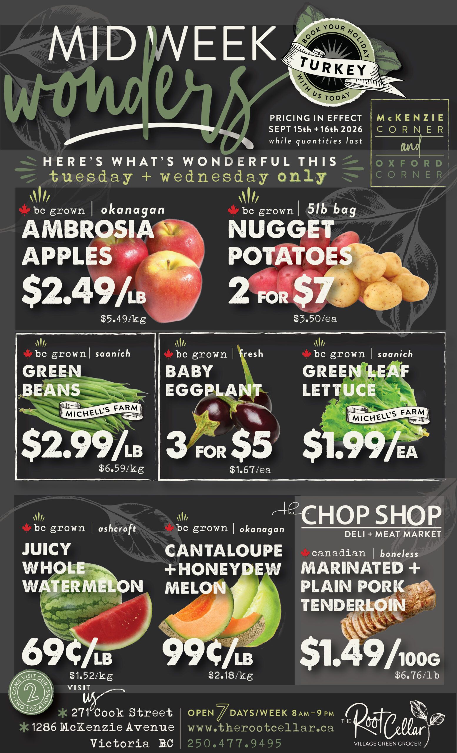 The Root Cellar Mid-Week Flyer September 15 and 16