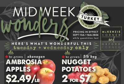 The Root Cellar Mid-Week Flyer September 15 and 16