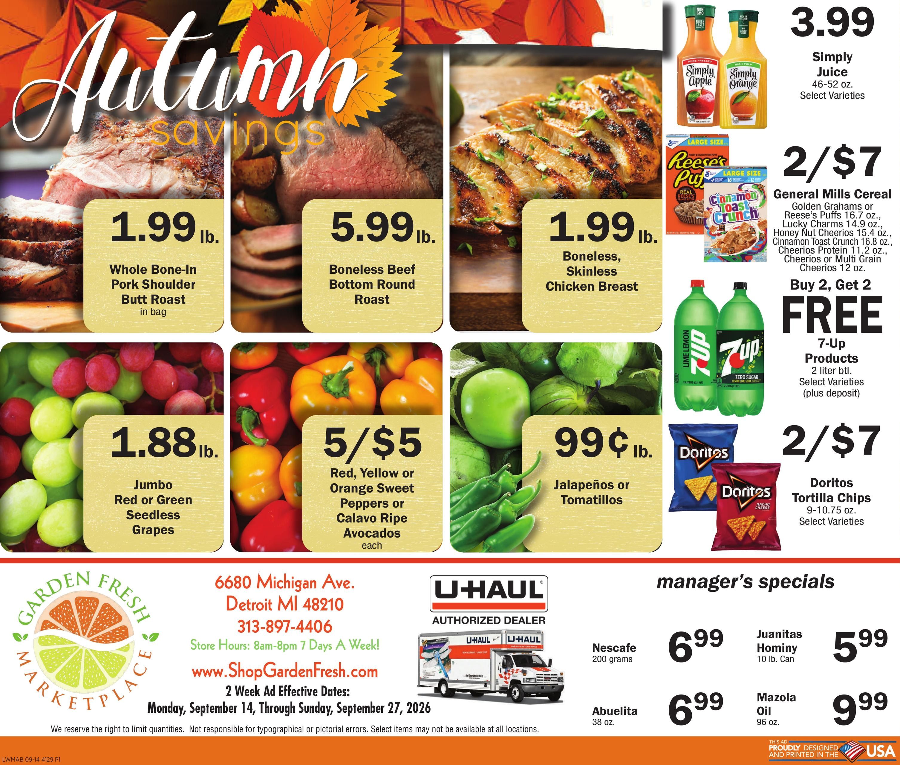 Garden Fresh Marketplace Weekly Ad September 14 - 27, 2026