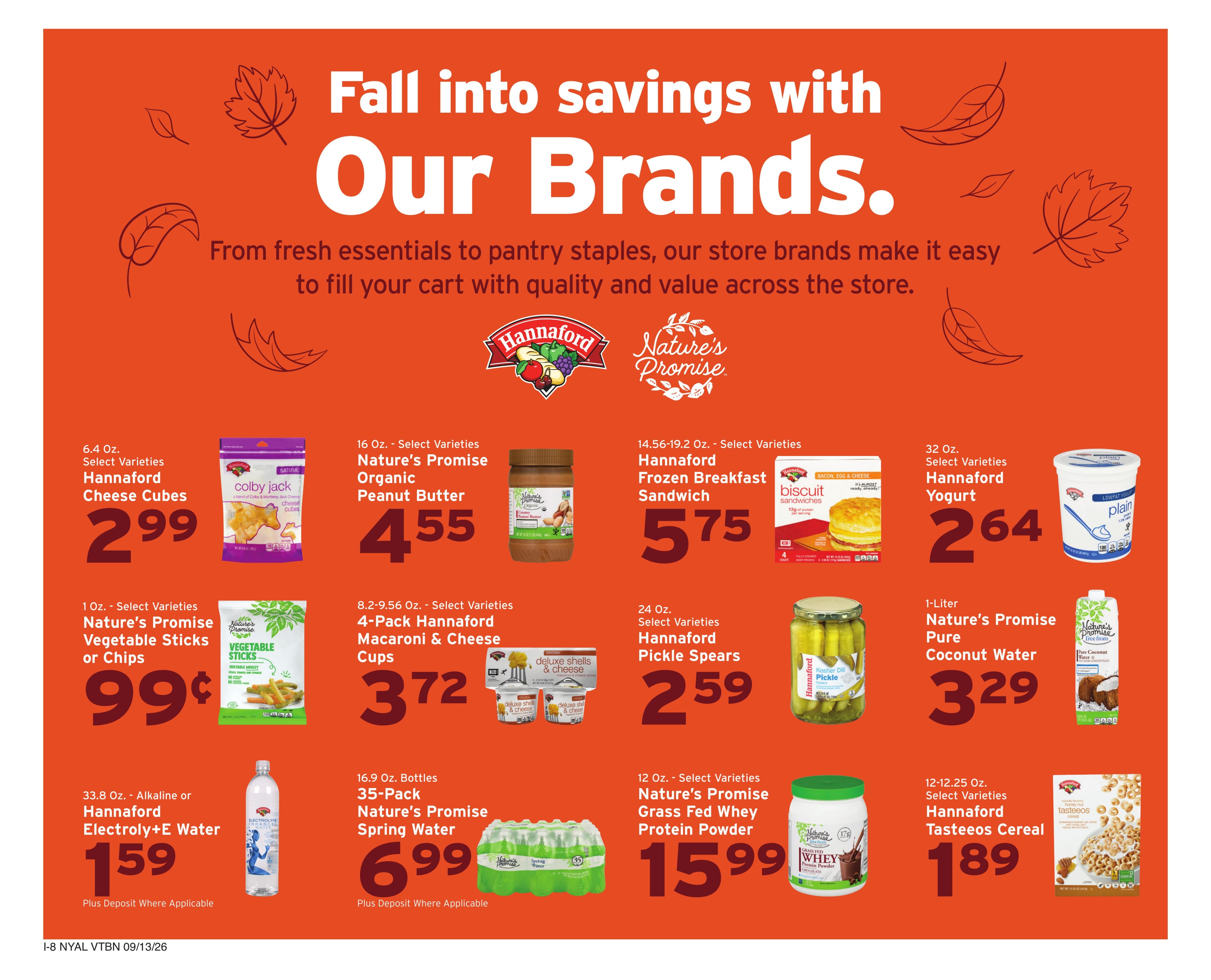 Hannaford (Albany Area, NY) Week 38 Weekly Ad September 13 - 19, 2026