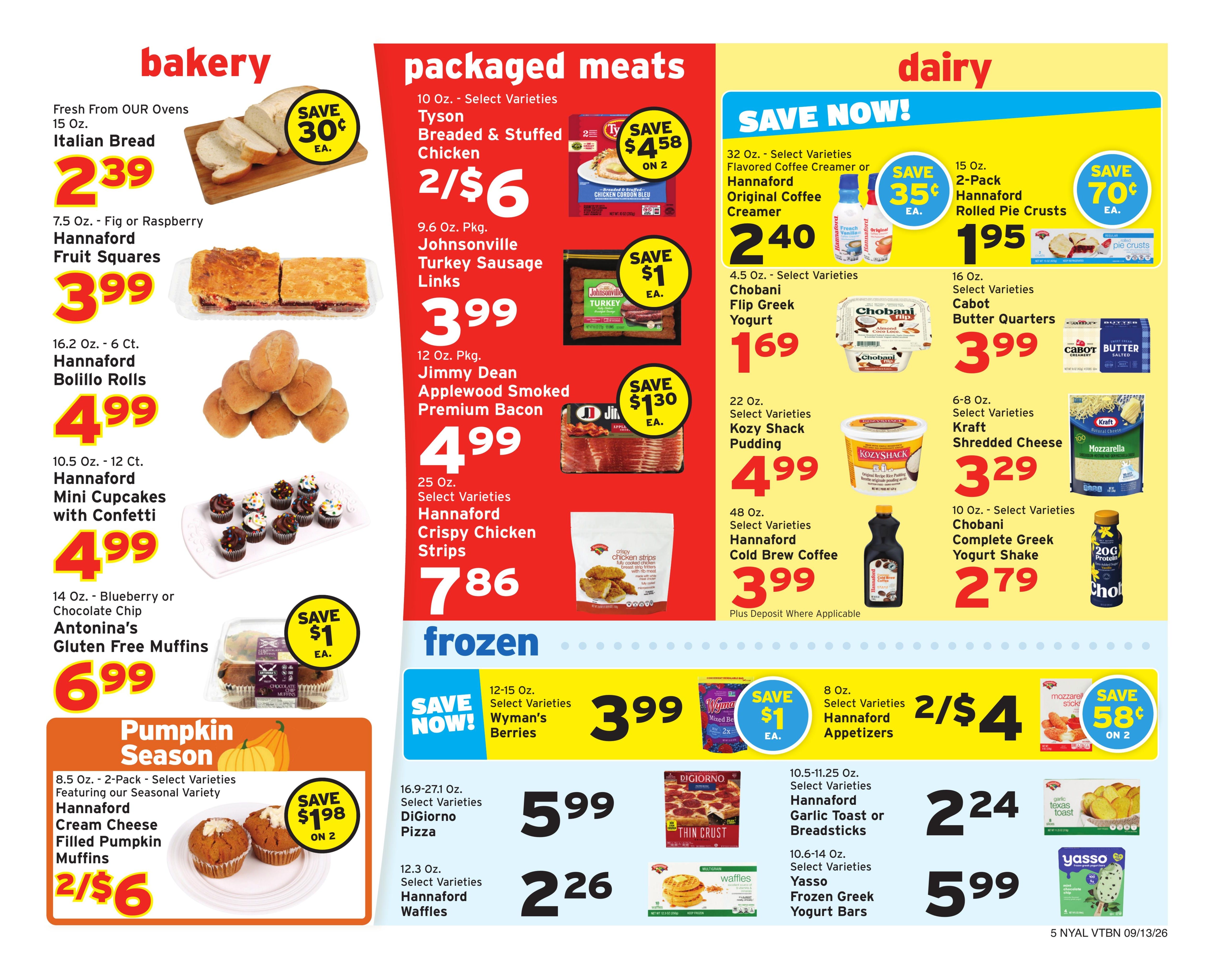 Hannaford (Albany Area, NY) Week 38 Weekly Ad September 13 - 19, 2026