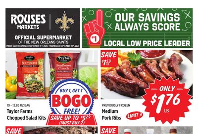 Rouses Supermarkets (Lafayette Area, LA) Weekly Ad September 16 - 23, 2026