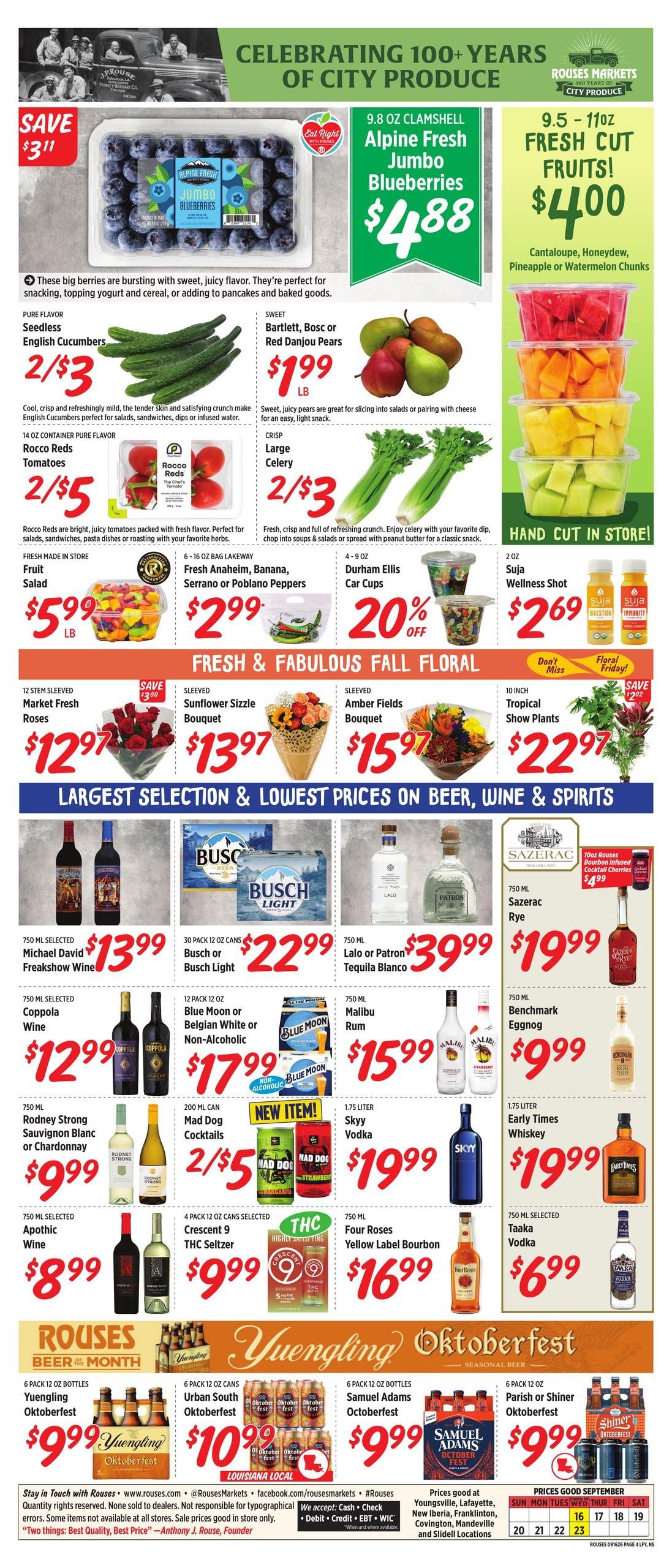 Rouses Supermarkets (Lafayette Area, LA) Weekly Ad September 16 - 23, 2026